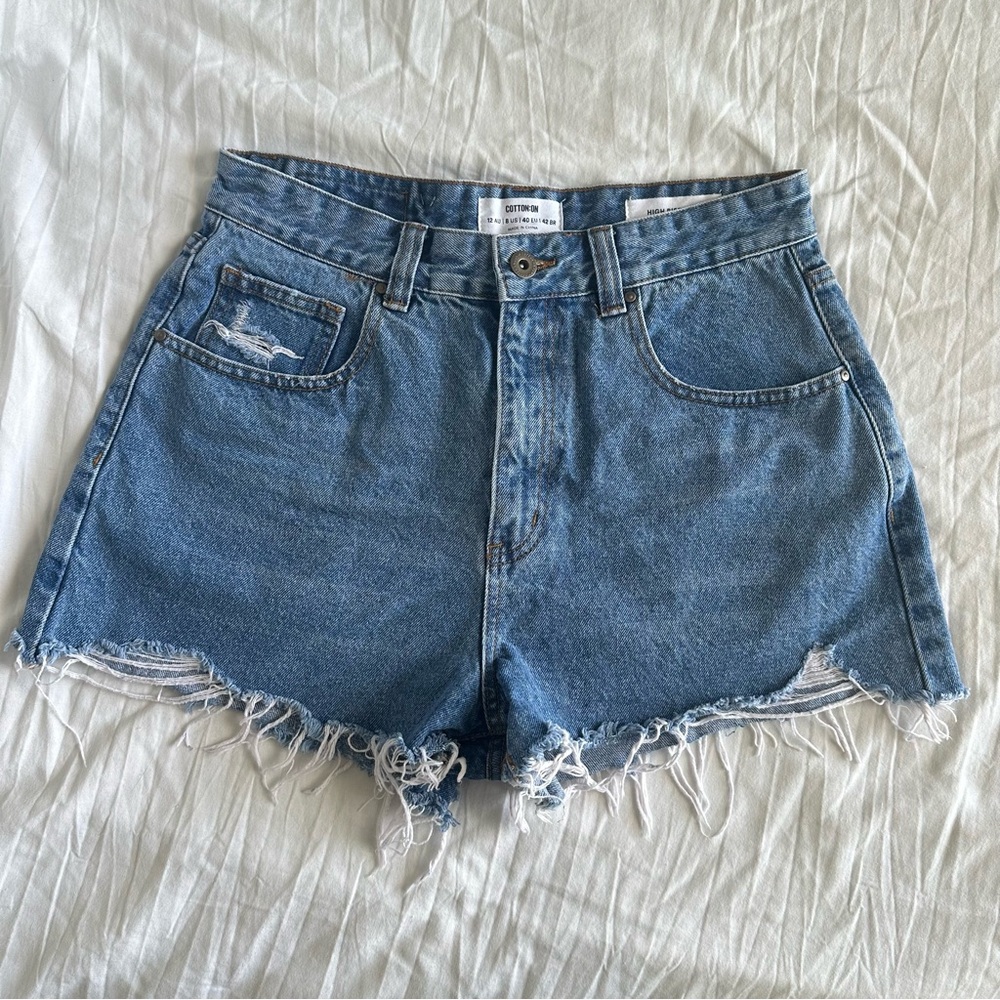 Cotton On High Rise Mom Denim Shorts